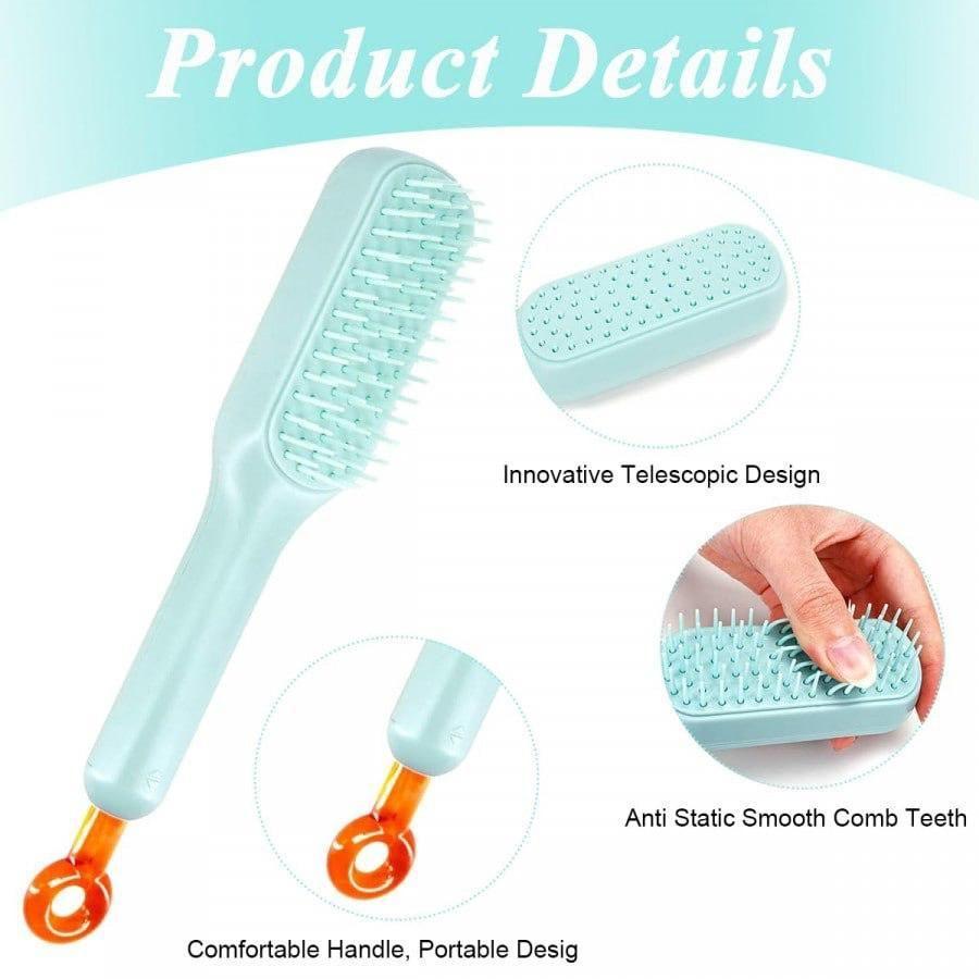 Self Cleaning Hair Brush - One-Pull Clean Massage Comb, Easy Clean Hair Brush | Soft Hair Combs Hairbrushes for Long Short Wavy Straight Hair | Hair Styling Tools For All Hair Types ( Pack of 1  )