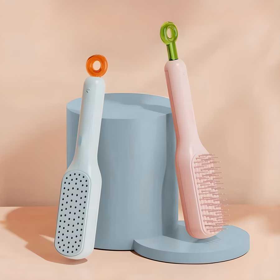 Self Cleaning Hair Brush - One-Pull Clean Massage Comb, Easy Clean Hair Brush | Soft Hair Combs Hairbrushes for Long Short Wavy Straight Hair | Hair Styling Tools For All Hair Types ( Pack of 1  )