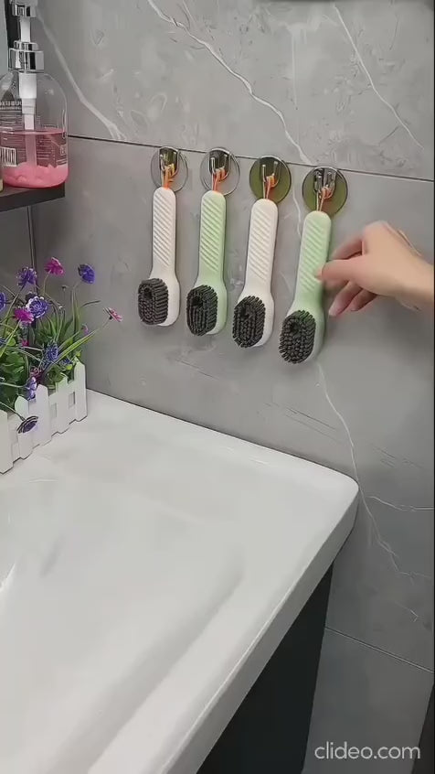 Automatic Liquid Shoe Cleaning Brush with Built-in Soap Dispenser | 2-in-1 Shoe Scrubber & Clothes Washing Brush | Refillable Liquid Box, Long Handle, Press-Type Soap Dispensing Cleaner